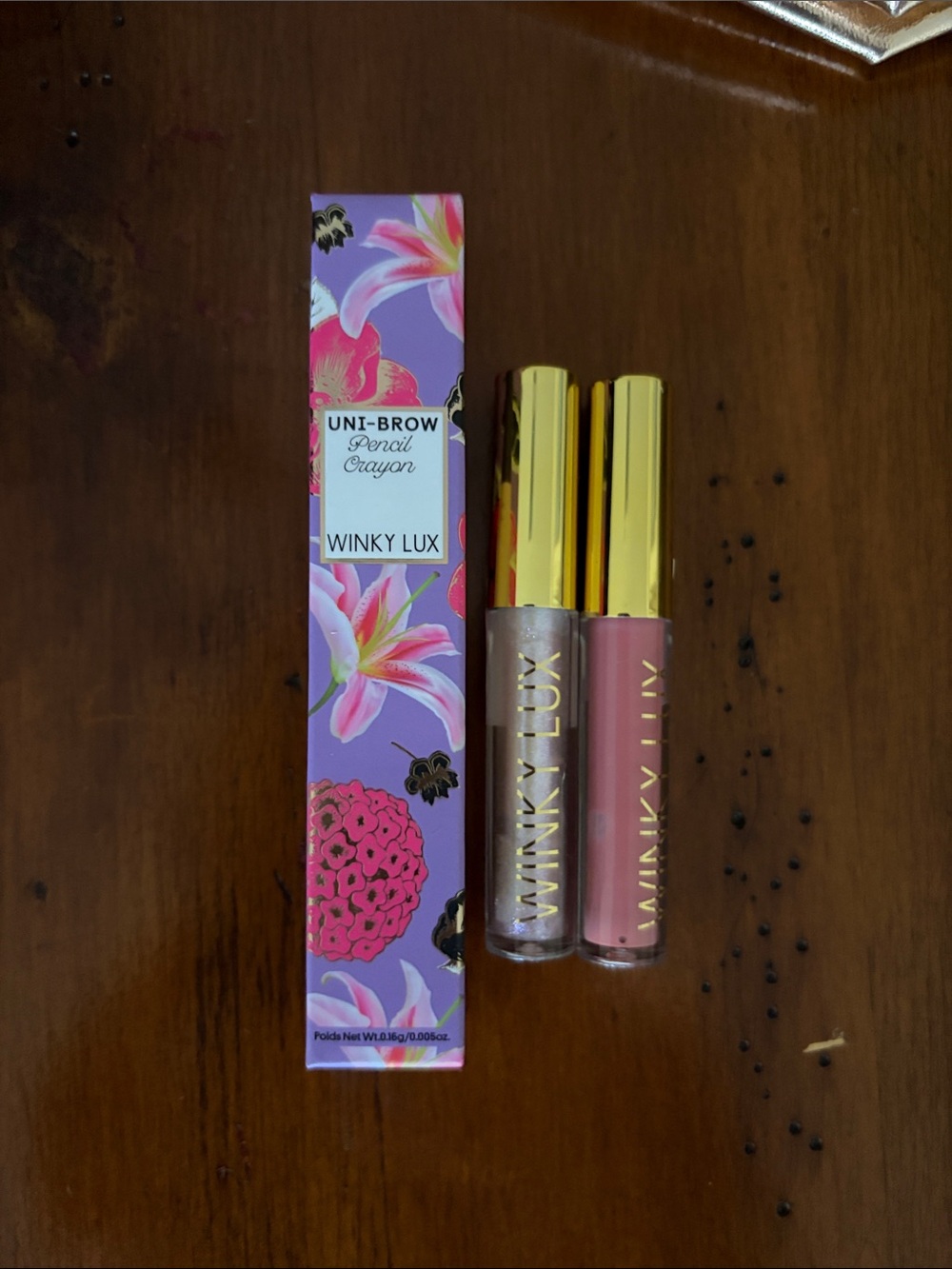 WINKY LUX makeup bag with Pink and Clear Lip Gloss Duo brow pencil new - Picture 2 of 4